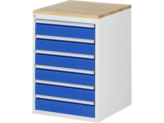 ladekast 825x580x650mm 6laden cilinderslot RAL7035 RAL5010 beuken