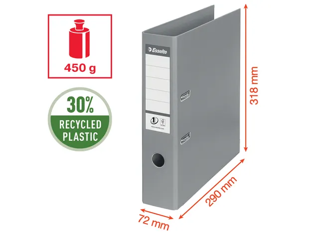 Ordner Esselte No.1 72mm PP 30% gerecycled folie Multipack blauw 5 stu