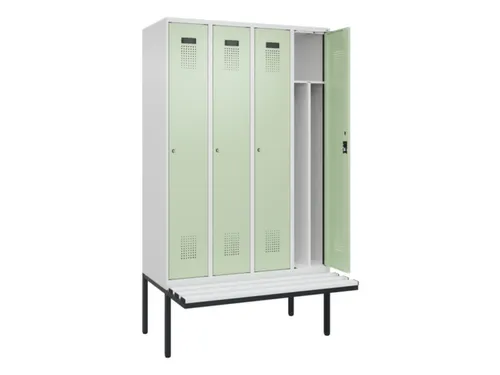 locker met bank,voor scheiding van kleding,HxBxD 2120x1200x815mm,4vak