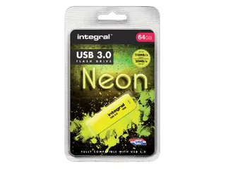 USB stick 3.0 Integral Neon USB-A 64GB geel - 1
