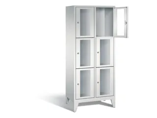 lockerkast 1850x810x500mm 2x3 vakken Cilinderslot Poten, RAL7035 - 1