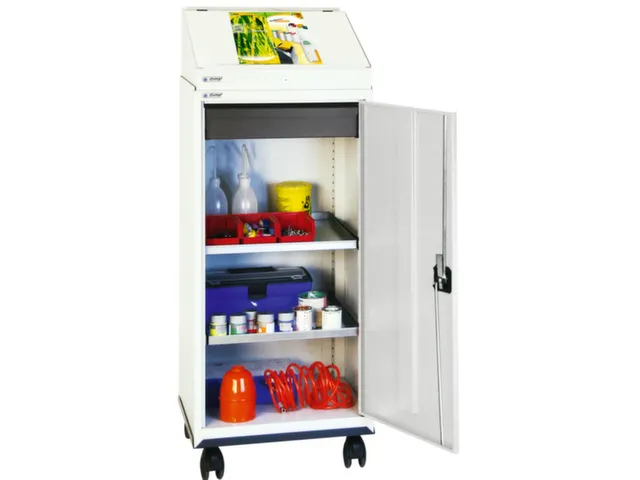 Materiaalkast 1310x500x500mm 2legborden Uitschuifbaar 1 Dolly Ral7035