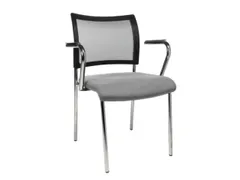 Bezoekersstoel Armleuningen Lichtgrijs Stof Netrug Zwart