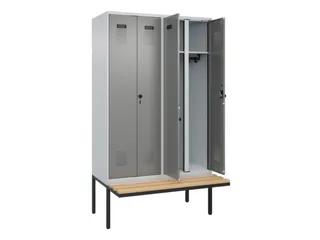 locker met bank,voor scheiding van kleding,HxBxD 2120x1200x815mm,4vak - 1