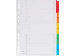 Tabblad karton A4 Assorti 5-delig 1-5 11-gaats