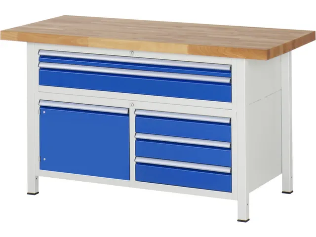 werkbank,HxBxD 840-1040x1500x700mm,beukblad,draagverm. 1250kg,4voeten