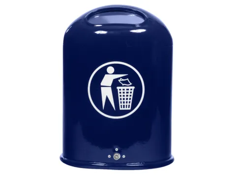 Staalplaat Afvalemmer 45 Liter Ovale Opening Veerklep Kobaltblauw