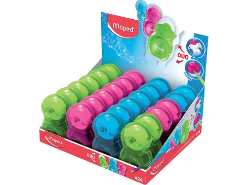 Puntenslijper Maped Loopy 1 gaats met gum display á 24 stuks assorti