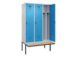 locker met bank,voor scheiding van kleding,HxBxD 2120x1200x815mm,3vak - 1
