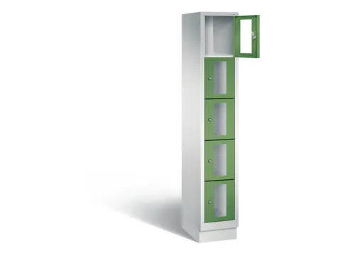 Lockerkast 1800x320x500mm 1x5 vakken Cilinderslot, Sokkel, RAL6011