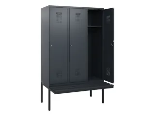 locker met bank,HxBxD 1950x1200x815mm,3vak,vak B 400mm,cilinderslot - 1