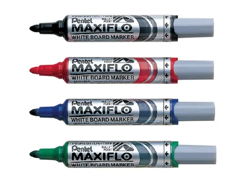 Viltstift Pentel MWL5M Maxiflo whiteboard assorti 3mm 4stuks