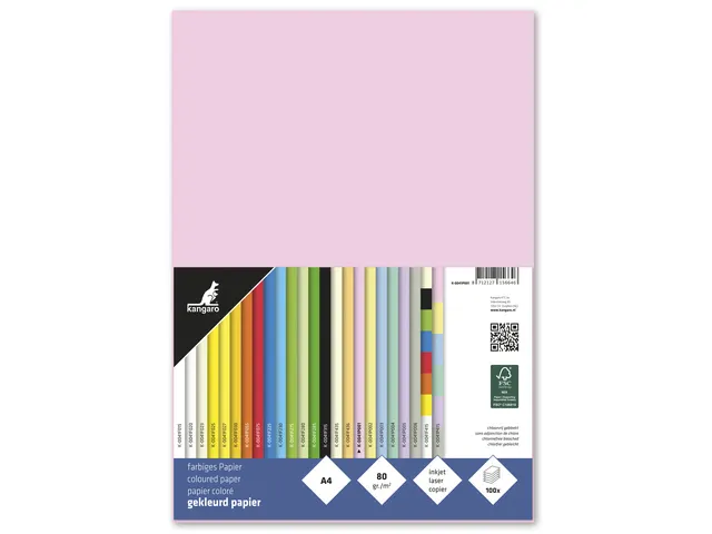 Papier Kangaro A4 80grs pastel roze pak 100 vel