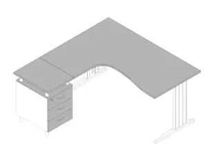 bureauset bureau staand ladeblok links 730x1600x1650mm C-voet grijs - 1