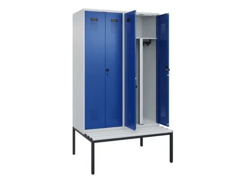 PBM-locker met bank,HxBxD 2120x1200x815mm,4vak,vak B 300mm