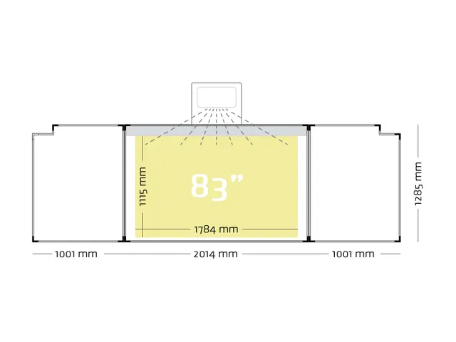 Projectiebord Extraflat Vijfvlaks 128x201cm 16:10 mat wit finger touch