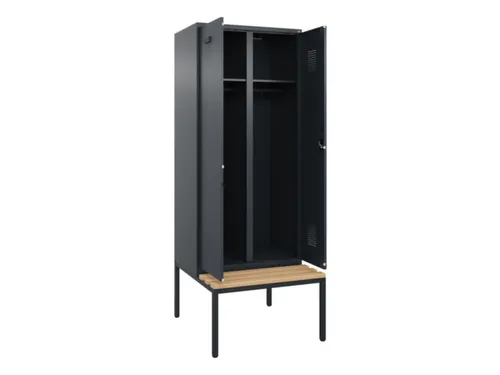 locker met bank,voor scheiding van kleding,HxBxD 2120x800x815mm,2vak