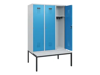 locker met bank,HxBxD 1950x1200x815mm,3vak,vak B 400mm,cilinderslot - 1