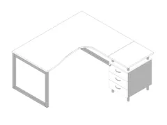 Bureauset Bureau Staand Ladeblok Rechts 730x1600x1650mm Wit Zilver