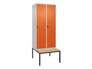 locker met bank,HxBxD 2120x800x815mm,2vak,vak B 400mm,draaigrendel - 1
