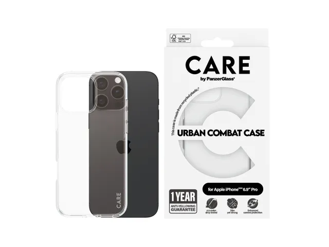 PanzerGlass CARE by Urban Combat Case Transparent iPhone 16 Pro