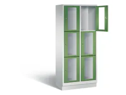 Lockerkast 1800x810x500mm 2x3 vakken Cilinderslot, Sokkel, RAL6011
