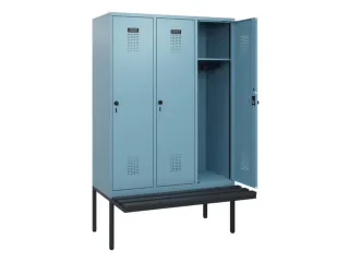 locker met bank,HxBxD 1950x1200x815mm,3vak,vak B 400mm,draaigrendel - 1