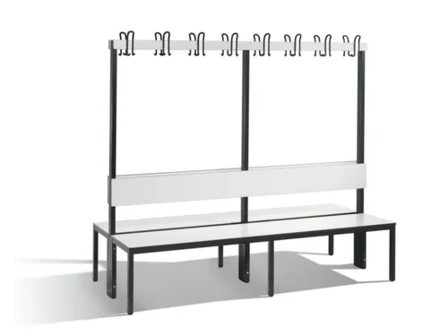 omkleedbank,HxLxD 1650x2000x760mm,HPL wit,frame staal RAL7021
