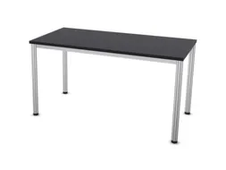 Vergadertafel Hxbxd 74x140x70cm 4-poots Ronde Buis Aluzilver Cc-zwart