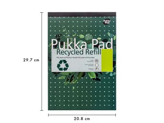 Schrijfblok Pukka Recycled A4 lijn 4-gaats 100 vel 80 gram groen - 4