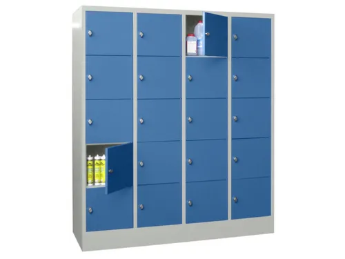 lockerkast,HxBxD 1850x1600x500mm,4x5vakken,RAL7035,front RAL5012