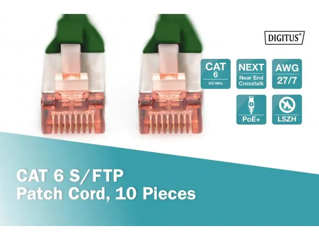 CAT 6 S-FTP patchkabel Cu LSZH AWG 27/7 Lengte 0,25m 10 stuks Groen
