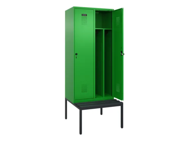 locker met bank,voor scheiding van kleding,HxBxD 2120x800x815mm,2vak