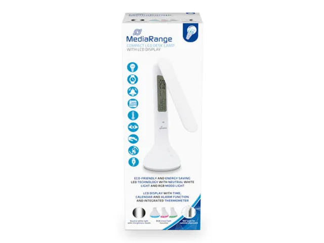 MROS502 Bureaulamp compact Wit met tijd, datum en temperatuur display