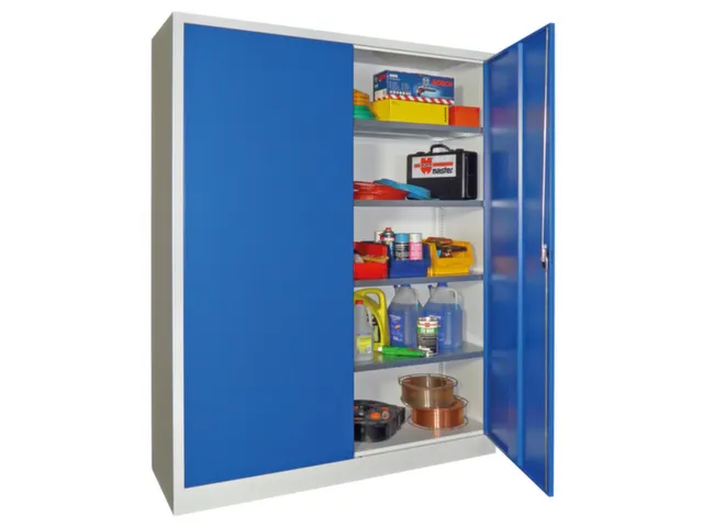 armoire à portes battantes large,RAL7035,face avant RAL5010