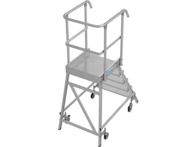 bordestrap,verrijdbaar,bordes H 1,2m,5treden,aluminium,4zwenkwielen
