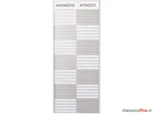 OUTLET In-uit Bord 35 Namen Aluminium Aan/afwezigheidsbord Wit