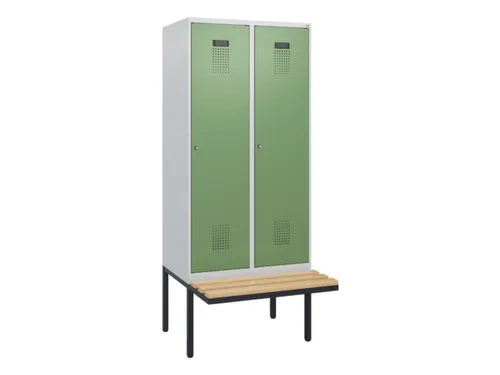 locker met bank,HxBxD 1950x800x815mm,2vak,vak B 400mm,cilinderslot