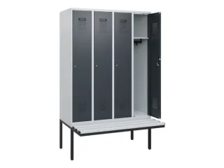 locker met bank,HxBxD 1950x1200x815mm,4vak,vak B 300mm,cilinderslot - 1