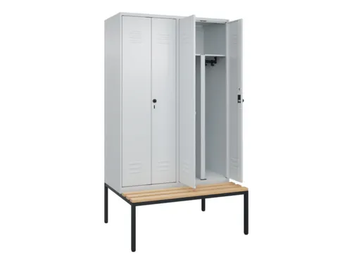 PBM-locker met bank,HxBxD 2120x1200x815mm,4vak,vak B 300mm