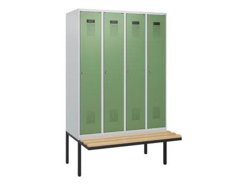 locker met bank,HxBxD 1950x1200x815mm,4vak,vak B 300mm,cilinderslot