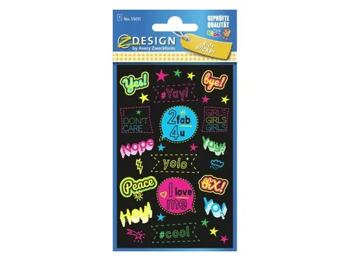 Neon etiket Z-design Kids teksten