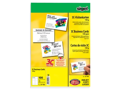Visitekaartjes Sigel 190gr Gladde Zijden Wit 85x55mm