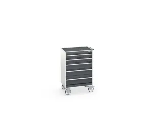 ladekast verrijdbaar 980x650x525mm 5laden romp RAL7035 front RAL7016 - 7