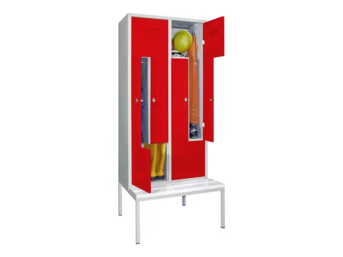 Z-garderobekast,HxBxD 2100x800x800mm,vak B 400mm,RAL7035,front RAL3000