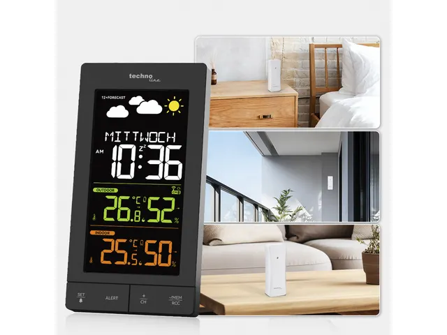 Weerstation Technoline WS 6458 83x152x36 mm zwart met 1 buitensensor