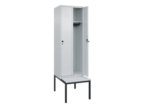 locker met bank,HxBxD 2120x600x815mm,2vak,vak B 300mm,draaigrendel