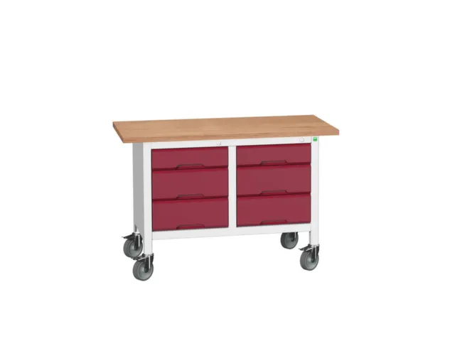 werkbank,HxBxD 830x1250x600mm,multiplexblad,uitrusting: 6lades,RAL7035