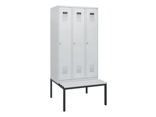 locker met bank,HxBxD 1950x900x815mm,3vak,vak B 300mm,cilinderslot - 2