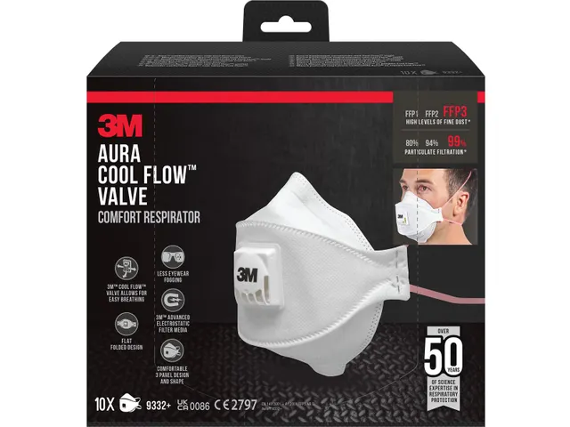 Aura Comfort Cool Flow stofmasker FFP3 10 stuks